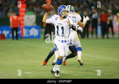 Le Tokyo Dome, Tokyo, Japon. 3 janvier, 2014. Kei Saito (Chasseurs), 3 janvier 2014 - Football américain : American Football Championnat du Japon 'bol de riz' entre les mouettes Rifl 34-16 Kansei Gakuin University Fighters au Dôme de Tokyo, Tokyo, Japon. Credit : YUTAKA/AFLO SPORT/Alamy Live News Banque D'Images