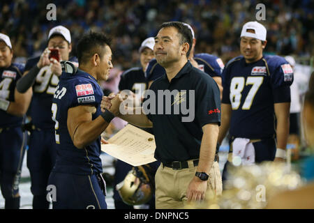 Le Tokyo Dome, Tokyo, Japon. 3 janvier, 2014. Makoto Ohashi (mouettes), 3 janvier 2014 - Football américain : American Football Championnat du Japon 'bol de riz' entre les mouettes Rifl 34-16 Kansei Gakuin University Fighters au Dôme de Tokyo, Tokyo, Japon. Credit : YUTAKA/AFLO SPORT/Alamy Live News Banque D'Images