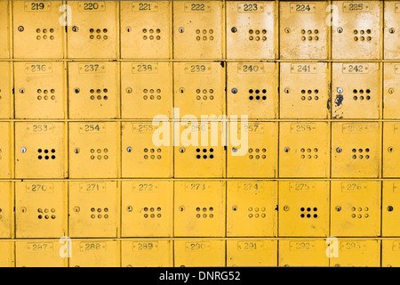 Les boîtes métalliques individuelles jaune à l'Ile Maurice Banque D'Images