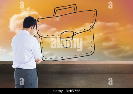 Composite image of businessman holding glasses Banque D'Images