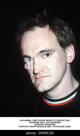 Le 26 février 2001 - K21195console HMc : TIBET HOUSE Concert-bénéfice 2001.Carnegie Hall, NYC 02/26/2001.Quentin Tarantino. HENRY McGEE/(2001 Image : © Crédit Photos Globe/ZUMAPRESS.com) Banque D'Images