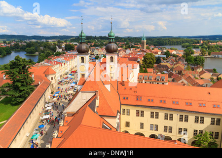 Telc, vue sur la vieille ville (site du patrimoine mondial de l'UNESCO), République Tchèque Banque D'Images