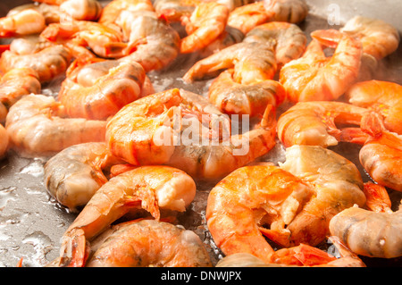 Crevettes friture close up Banque D'Images