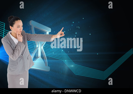 Composite image of asian businesswoman thinking Banque D'Images