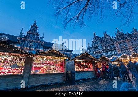 Marché de Noël Grand-place Anvers Belgique Banque D'Images