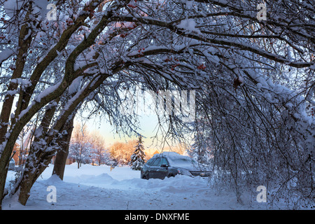 La tempête de neige à Indianapolis en mars 2014. 30 cm de neige sont tombés en une journée. Banque D'Images