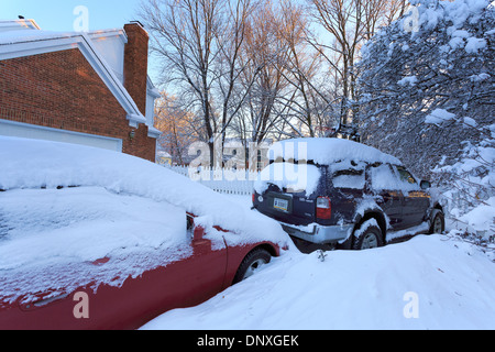 La tempête de neige à Indianapolis en mars 2014. 30 cm de neige sont tombés en une journée. Banque D'Images