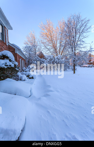 La tempête de neige à Indianapolis en mars 2014. 30 cm de neige sont tombés en une journée. Banque D'Images