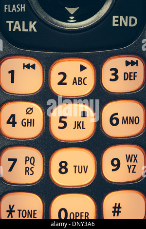 Voir les chiffres sur un clavier de téléphone Banque D'Images