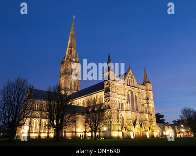 La cathédrale de Salisbury Wiltshire England UK début de soirée Banque D'Images