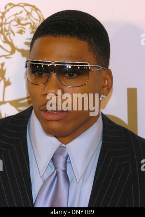 Feb 08, 2006 ; Hollywood, CA, USA ; Nelly assiste à la bonne partie de Kanye West aux Grammy Awards 2006 qui a eu lieu sur le terrain en studio à Hollywood. Crédit obligatoire : Photo par Rob DeLorenzo/ZUMA Press. (©) Copyright 2006 par Rob DeLorenzo Banque D'Images