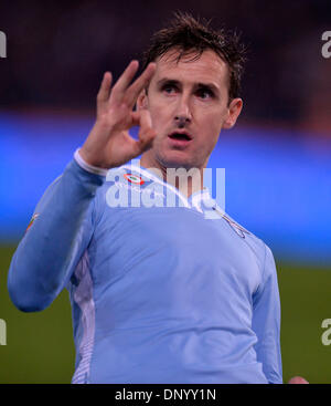 Rome, Italie. 6 janvier, 2014. Miroslav Klose du Latium célèbre au cours de la Serie A italienne match de football contre l'Inter Milan à Rome, Italie, Jan 6, 2014. Lazio a gagné 1-0. Credit : Alberto Lingria/Xinhua/Alamy Live News Banque D'Images