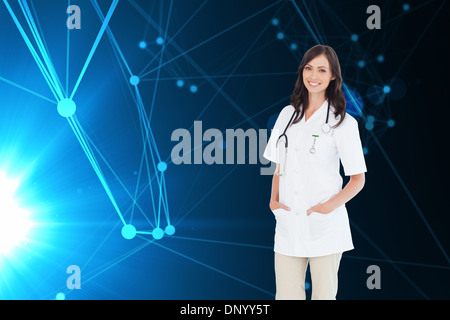 Image composite de confiant et libre debout devant la fenêtre Banque D'Images