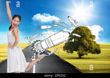 Composite image of brunette posing Banque D'Images