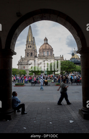 Cathédrale de la Plaza de Armas. Guadalajara, Jalisco. Le Mexique Banque D'Images