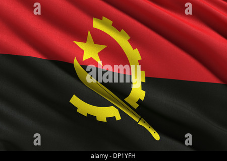 Drapeau de l'Angola dans le vent Banque D'Images