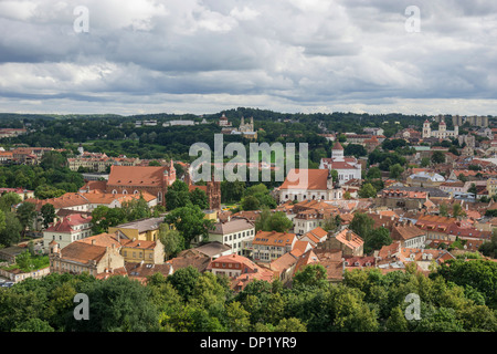 Vue depuis la tour de Gediminas de Vilnius, senamiestis ou la vieille ville de Vilnius, Vilnius, Vilnius, Lituanie district Banque D'Images