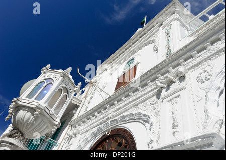 La façade de Jummah Masjid, une mosquée à Port Louis qui date des années 1850, l'île Maurice. Banque D'Images