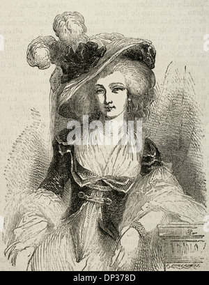 Marie Louise de Savoie, princesse de Lamballe (1749-1792). Aristocrate français de la branche cadette de la Maison de Savoie. La gravure. Banque D'Images