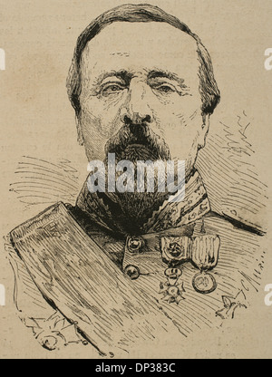 Paul de Ladmirault (1808-1898). Le général français. Gravure de ch. Milrie. L'illustration espagnole et américaine, 1870. Banque D'Images