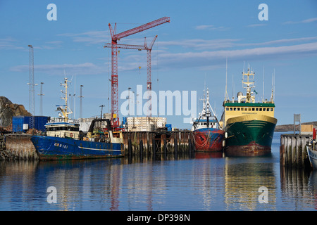 Bateaux de pêche au port, Sisimiut Holsteinsborg (ouest du Groenland), Banque D'Images