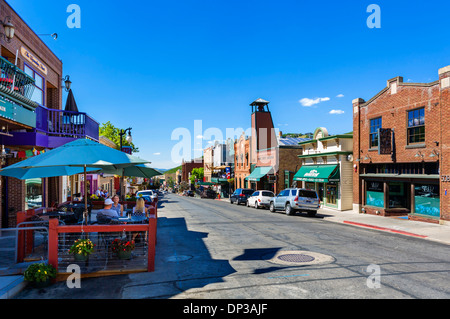 Restaurant sur Main Street dans le centre-ville de Park City, Utah, USA Banque D'Images