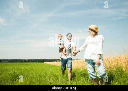 Balades en famille domaine agricole, Mannheim, Baden-Wurttemberg, Germany Banque D'Images