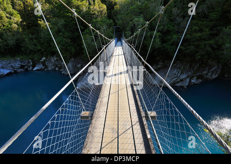 Pont suspendu, Hokitika Gorge, Kokatahi, West Coast, South Island, New Zealand Banque D'Images