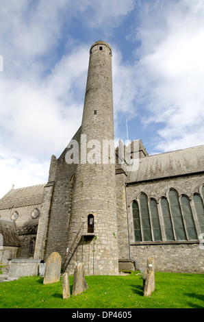 La Cathédrale St Canice ou la Cathédrale de Kilkenny et le 9ème siècle, Tour Ronde, plus ancienne structure dans la ville de Kilkenny, Irlande Banque D'Images