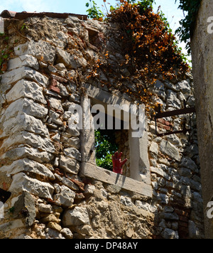 Vieux village de pêcheurs Plomin Istrie Croatie bâtiments Banque D'Images