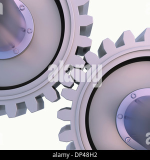 3D-Illustration d'engrenages sur fond blanc Banque D'Images