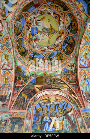 La peinture murale au Monastère de Rila l'église. Le monastère est le plus grand en Bulgarie Banque D'Images