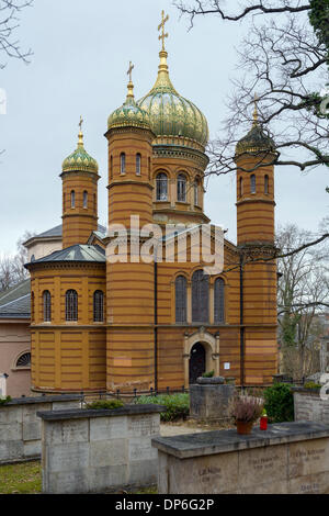 Weimar, Allemagne. 06 Jan, 2014. L'Eglise orthodoxe russe l'église Sainte Marie Madeleine est représenté à Weimar, Allemagne, 06 janvier 2014. Photo : Candy Welz/dpa/Alamy Live News Banque D'Images