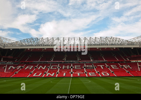 Old Trafford, domicile du club de football Manchester United, Manchester, Angleterre, Royaume-Uni. ; voir de Sir Alex Ferguson, Stand. Banque D'Images