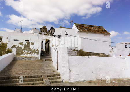 Les villages blancs d'Andalousie, Arcos de la Frontera, vue sur la rivière et le Gaudalete Arcos de la frontera Banque D'Images