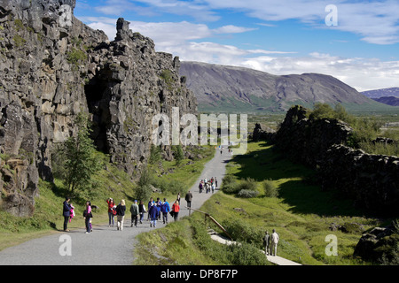 Rift Almannagja à Thingvellir (Pingvellir), Islande Banque D'Images