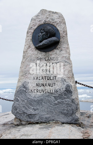 Monument à l'explorateur de l'Arctique Knud Rasmussen, né en 1879 à Ilulissat, Groenland Ouest
