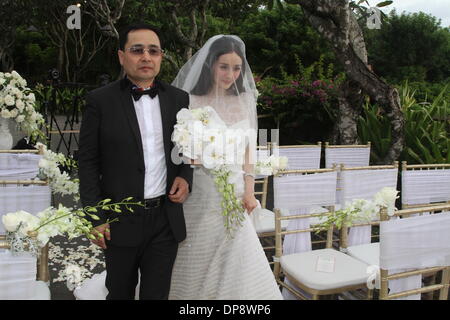 L'île de Bali, Indonésie. 8 janvier, 2013. Hawick acteur et actrice Lau Yang Mi tenir la cérémonie du mariage dans l'île de Bali, Indonésie le mercredi 8 janvier 2013. Credit : TopPhoto/Alamy Live News Banque D'Images