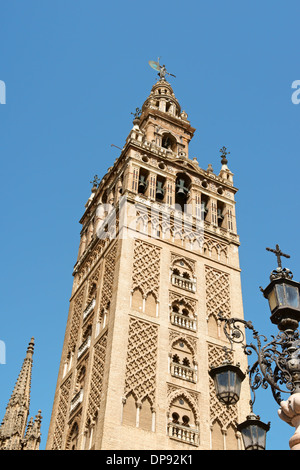 La Cathédrale de Séville détail de la Tour Giralda de Séville, Espagne Banque D'Images