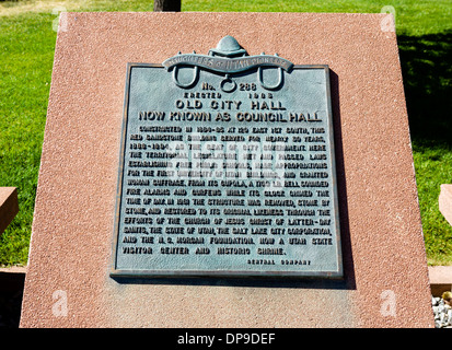 La salle de l'extérieur de la plaque (autrefois l'Ancien hôtel de ville), Salt Lake City, Utah, USA Banque D'Images