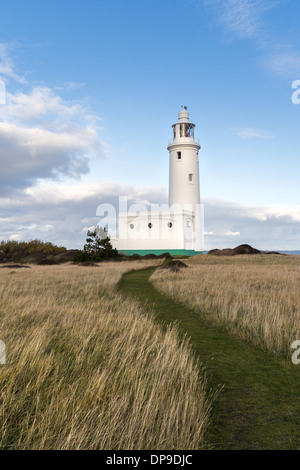 Hurst Point Lighthouse situé à l'extrémité de la longue flèche de galets à côté de Château de Hurst près de Freshwater, England, UK Banque D'Images