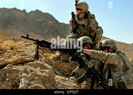 Des soldats américains avec la Compagnie Charlie, 1er Bataillon, 4e Régiment d'infanterie, dans la province de Zaboul, Afghanistan Banque D'Images