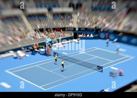 Sydney, Australie. 10 janvier, 2014. Action de la mens match de double au tournoi de tennis de Sydney International Apia , série ouverte, au centre de tennis du Parc olympique de Sydney, Homebush : © Action Plus de Sports/Alamy Live News Banque D'Images