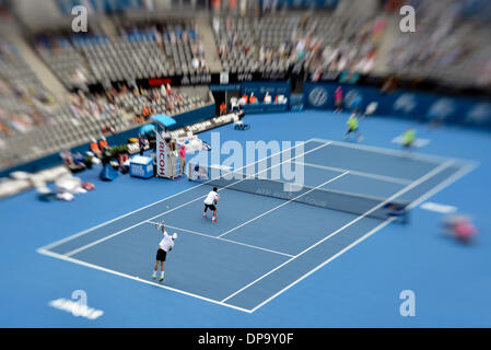 Sydney, Australie. 10 janvier, 2014. Action de la mens match de double au tournoi de tennis de Sydney International Apia , série ouverte, au centre de tennis du Parc olympique de Sydney, Homebush : © Action Plus de Sports/Alamy Live News Banque D'Images