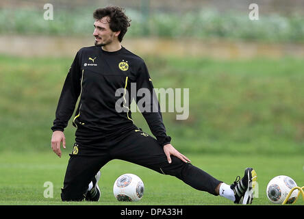 La Manga, en Espagne. 10 janvier, 2014. Le Dortmund Mats Hummels pendant une session de formation à La Manga, en Espagne, le 10 janvier 2014. Borussia Dortmund se prépare pour la deuxième moitié de la Bundesliga allemande. Photo : KEVIN KUREK/dpa/Alamy Live News Banque D'Images