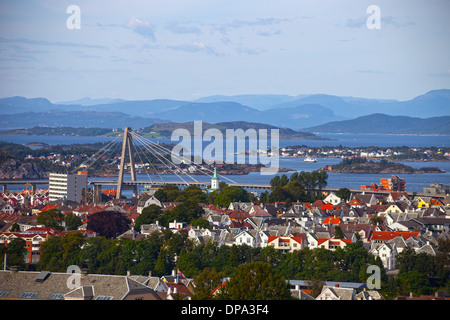 Stavanger, Norvège - Vue de la ville d'en haut. Banque D'Images
