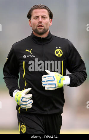 La Manga, en Espagne. 10 janvier, 2014. Le gardien Roman Weidenfeller Dortmund duirng une session de formation à La Manga, en Espagne, le 10 janvier 2014. Borussia Dortmund se prépare pour la deuxième moitié de la Bundesliga allemande. Photo : KEVIN KUREK/dpa/Alamy Live News Banque D'Images