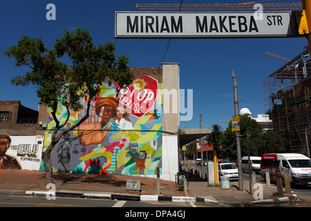 Miriam Makeba Street art à Newtown dans le centre de Johannesburg Afrique du Sud. Banque D'Images