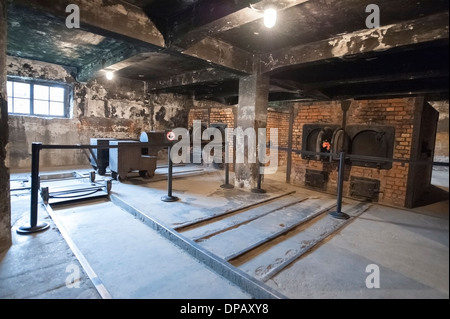 Chambre à gaz et de crématoires, camp de concentration d'Auschwitz, Oswiecim, Pologne, Europe Banque D'Images