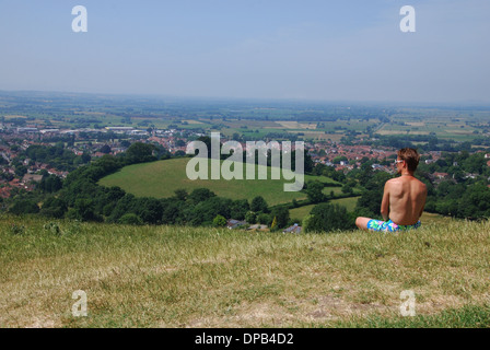 Vue magique de Tor de Glastonbury dans le Somerset, Royaume-Uni Banque D'Images